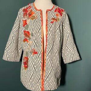 Chicos embroidered tapestry jacket